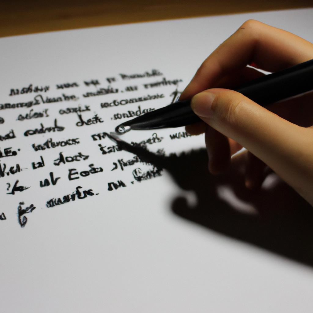 Person writing poetry without restrictions